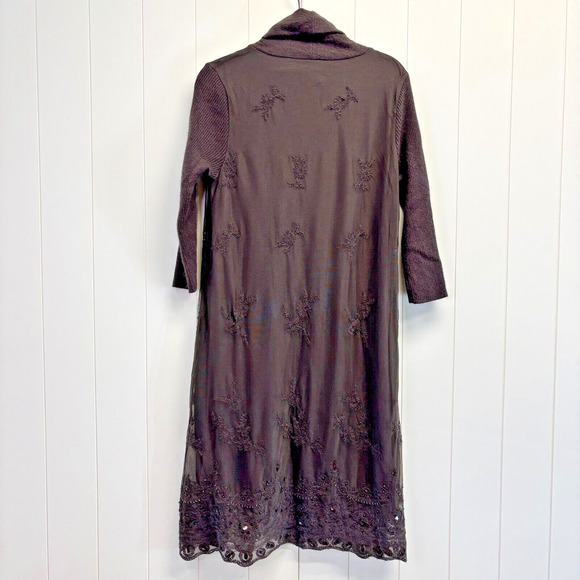 Sundance‎ Womens Boho Fairy Embroidered Mesh Lace Turtleneck Dress Size M Sequin - Picture 6 of 10